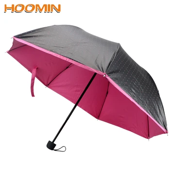 

110CM 3 Fold Folding Small Black Umbrella Wave Point Umbrella Women Anti-UV Sun Shade Umbrellas Portable Waterproof