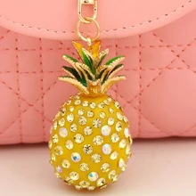 1 шт. металлический брелок Pinapple+ Красочные Стразы блестящий брелок в виде фрукта 3 цвета для женщин сумка ключ автомобиль украшение на ключи с цепочкой