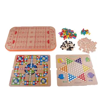 

6 in 1 Wooden Board Game Chinese Checkers Gobang Stratego Intellectual Development Children Adults Family Entertainment Toys