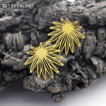 

Handmade Jewelry Making Supplies Pendant Laser Cut Metal Raw Brass Flower Bloom Charm For DIY Necklace Earring Brooch RD468 2