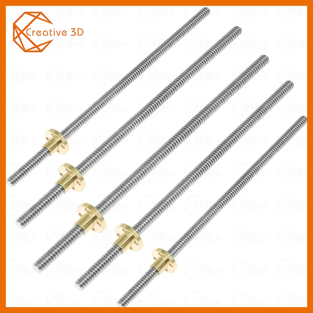 

Creative3D T8 Lead Screw OD 8mm Lead 2mm 150mm 200mm 250mm 300mm 330mm 350mm 400mm 500mm With Brass Nut For Reprap 3D Printer