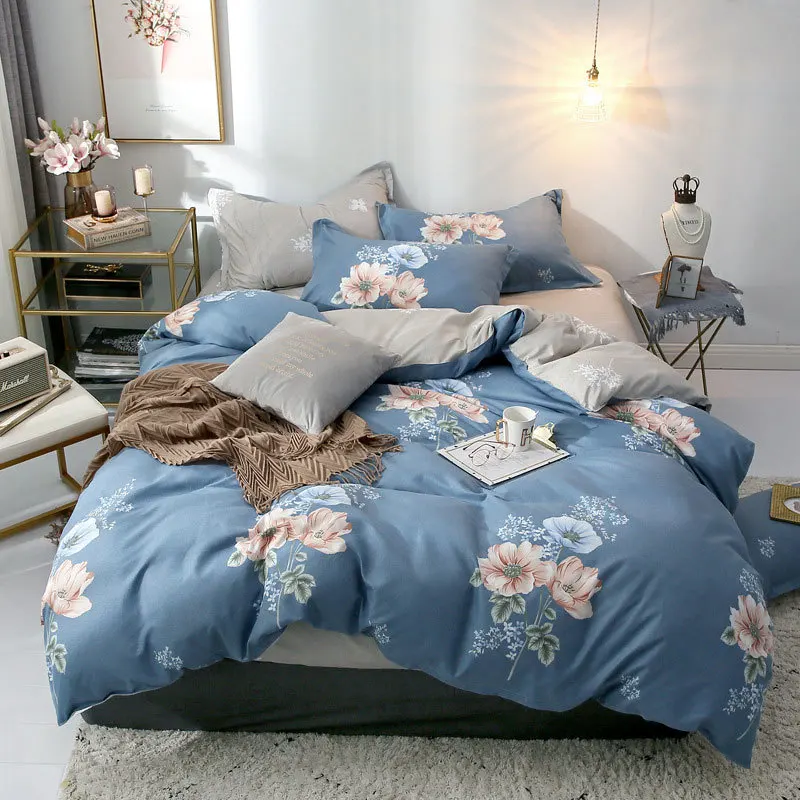 

Flower Pineapple Geometric Printed 4pcs Bed Cover Set Cartoon Duvet Cover Bed Sheets And Pillowcases Comforter Bedding Set 61001