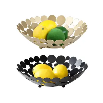 

Innovative Metal Countertop Fruit Basket Bowl Large Round Decorative Table Centerpiece Holder Stand For Fruit Vegetable Bread