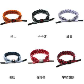 

12 pcs/lot Anime Naruto bracelet toy Kakashi Uzumaki Hinata Sakura Sasuke Itachi Adjustable Shoelace RopeBangles Wristband