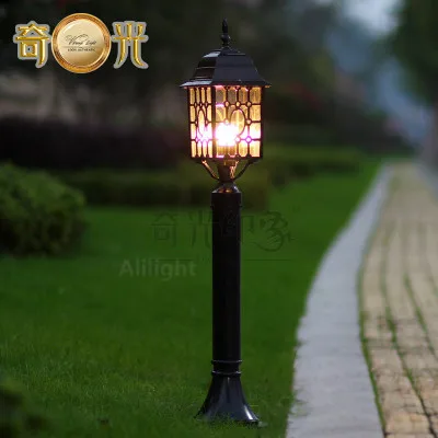 Ретро черный квадратный абажур садовая дорожка лампы алюминиевый водонепроницаемый/ржавеобразный корпус E27 Led ландшафтное освещение светильники