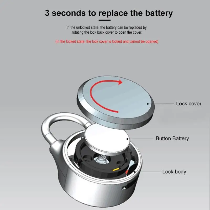 Smart Bluetooth Padlock Electronic Wireless Lock Keyless phone APP Control Password with Button Battery for home office