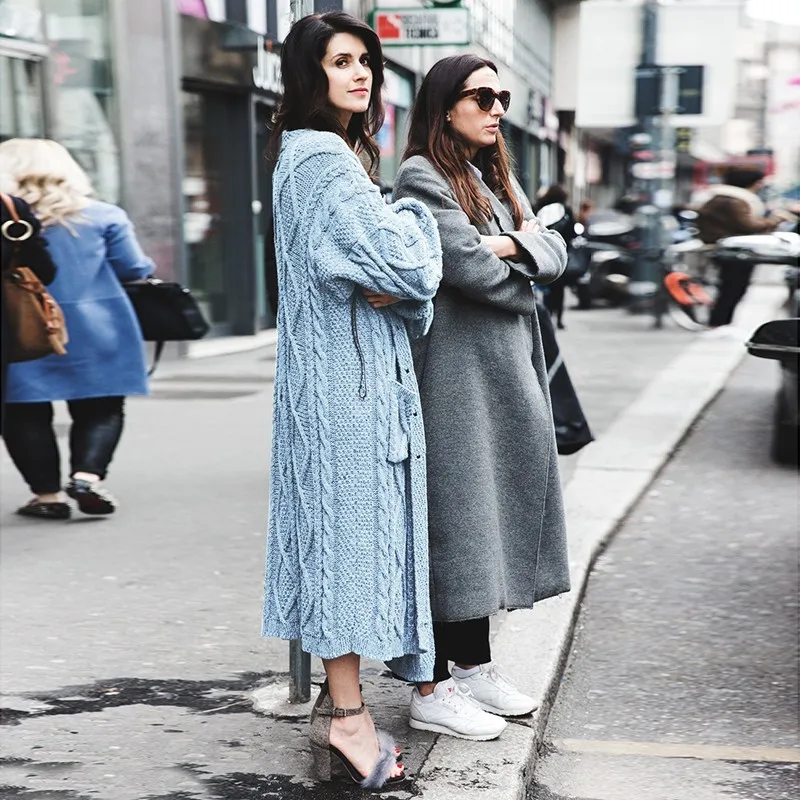 Couleur Chandail Manches J72905 Mode Solide Poitrine Manteau Veste navy Blue Grande Taille Épaississement Femmes Longues Nouveau 2018 ewq Blue Automne Unique Lâche wSPPq0
