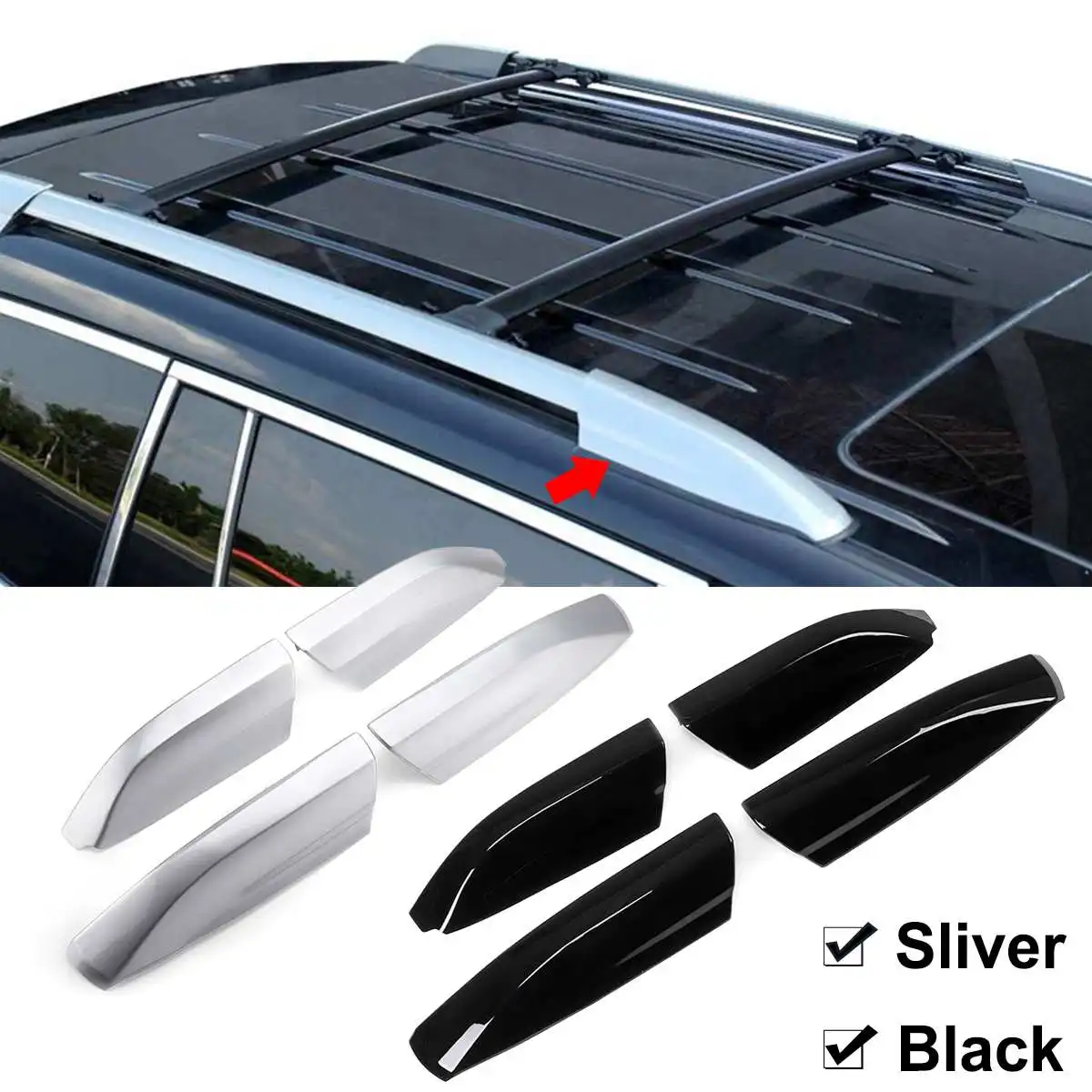 4 шт. серебристо-черный багажник на крышу, Торцевая Крышка корпуса, замена для Toyota Highlander XU40 2008 2009 2010 2011 2012 2013