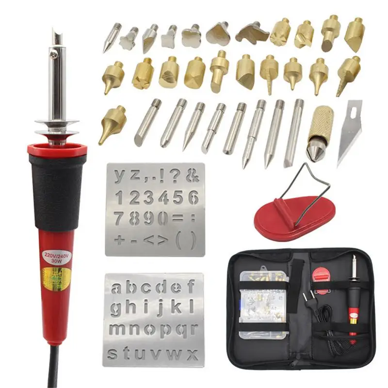 

37 in 1 Wooden Material Burning Kit Pyrography Electric Soldering Iron Kit Woodworking Craft Tool Set Wooden Burning Pen