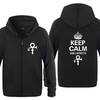 

Keep Calm and Listen to Prince - Funk Pop Soul Hoodies Men 2018 Men's Fleece Zipper Cardigans Hooded Sweatshirts