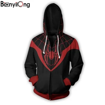 

2019 autumn new fashion men's and women's casual hoodie creative 3D printing red spider web style street long-sleeved jacket