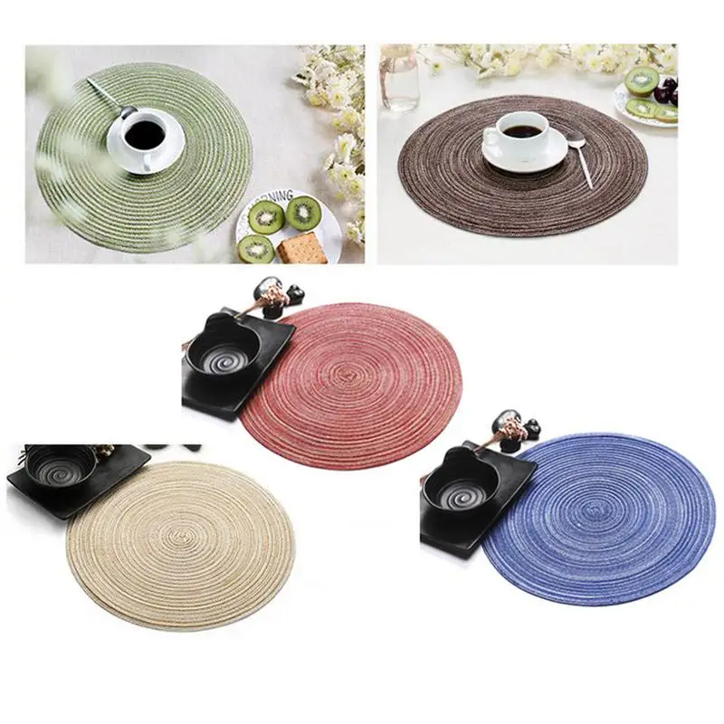 Placemat Pad Coasters Kitchen Table Mats For Dining Table Tableware Pad Hand-made Cotton Rope Woven Bowl Coaster Mat