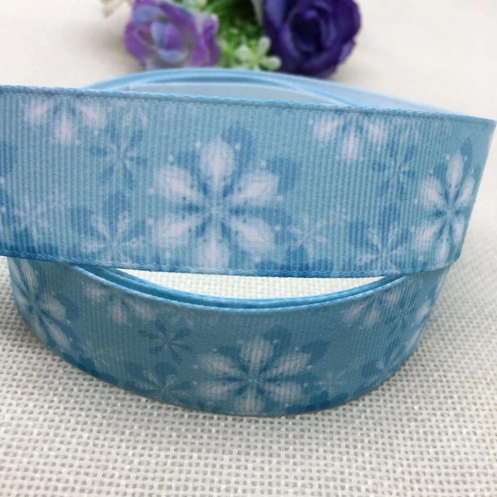 

1 "25MM new arrival free shipping snowflake gradient printed grosgrain ribbons cartoon ribbon handmade hair bows 5 yards 8965