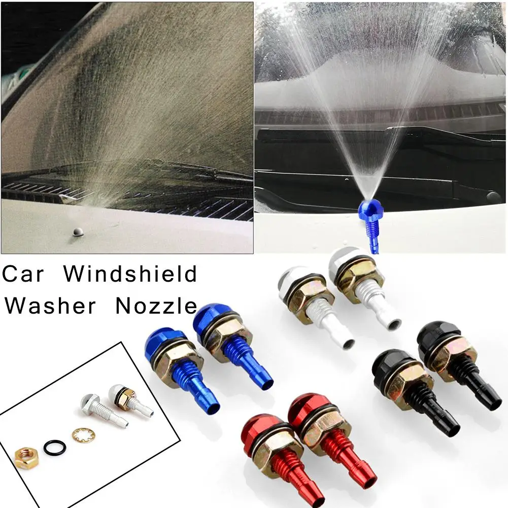 

2Pcs Car Front Window Washers Spray Eyes On Front Hood Bonnet Fan-Shaped Auto Wiper Cleaning Injection Nozzle