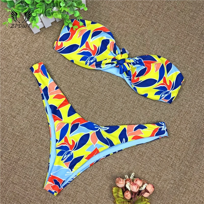 Hottest Bandeau Bikini Thong Swimwear Women Girl Bandeau Top Swim Suits