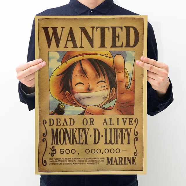 Cheap One Piece 10pcs Action Figure Bounty Poster Craft Print Wall Sticker Vintage Movie Playbill Luffy Stickers One Piece Wallpaper