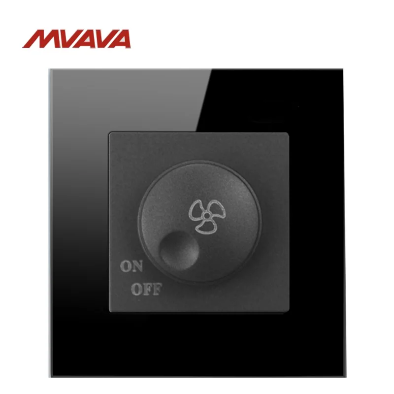 Потолочный вентилятор MVAVA, диммер, контроль скорости, настенное включение/выключение, 500 Вт, вращать переключатель, роскошный черный кристалл, стандарт Великобритании/ЕС