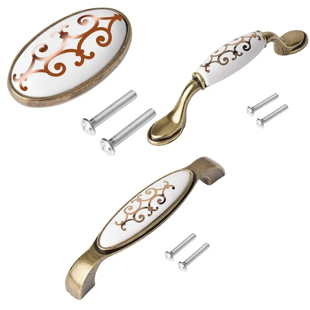 

European Style Door Handle Drawer Pulls Zinc Alloy & Ceramic Door Pull for Kitchen Cupboards Cabinet door handles for interior