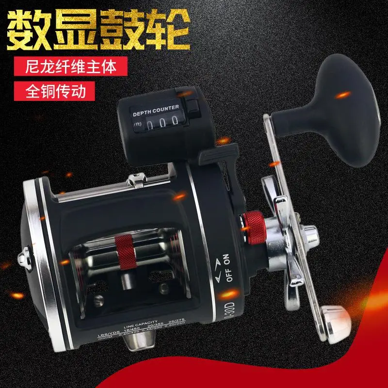 

12BB Bearing Spinning Fishing Reel Bait Casting with counter High-strength body cast Metal rocker Digital display drum wheel