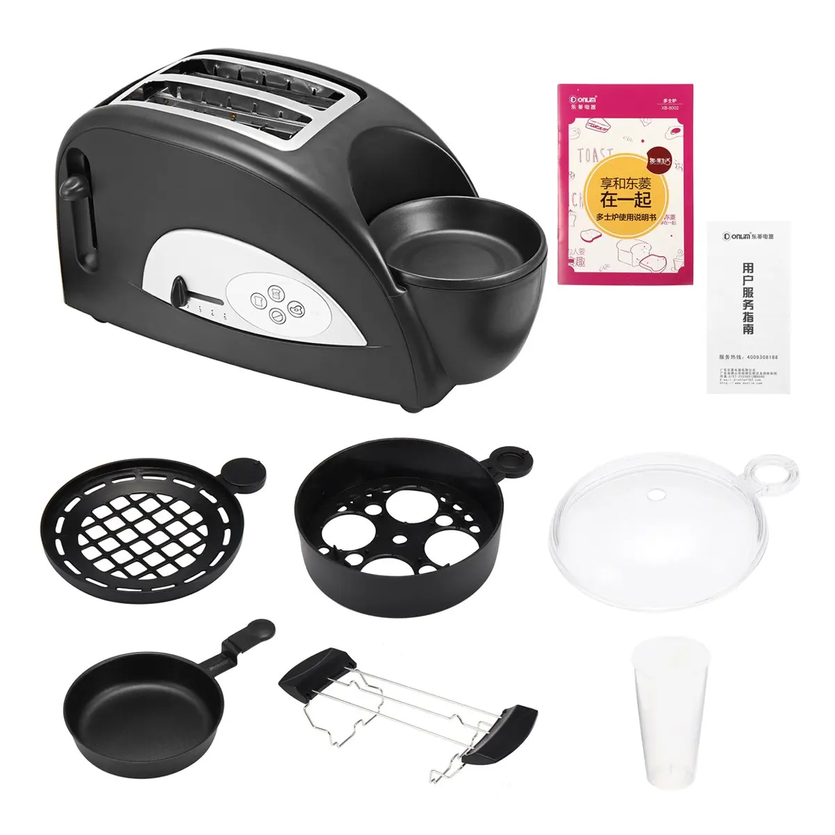 

Multifunctional 2 in 1 Stainless Steel 2 Slices Bread Toaster Electric Eggs Cooker Breakfast Maker Household Oven Machine 1200W