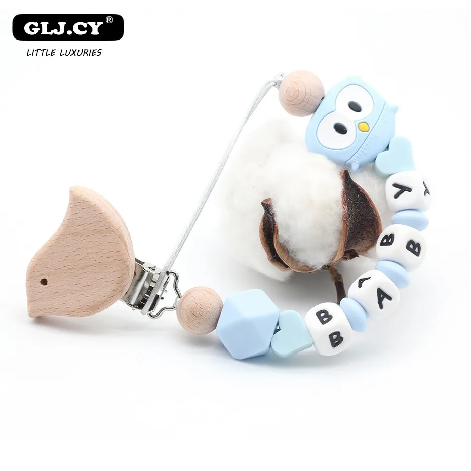 Handmade New Wooden Bird Clips DIY Baby Pacifier Personalised Chain Holder Customizable Name Cute Owl Silicone Beads Gift Handmade New Wooden Bird Clips DIY Baby Pacifier Personalised Chain Holder Customizable Name Cute Owl Silicone Beads Gift