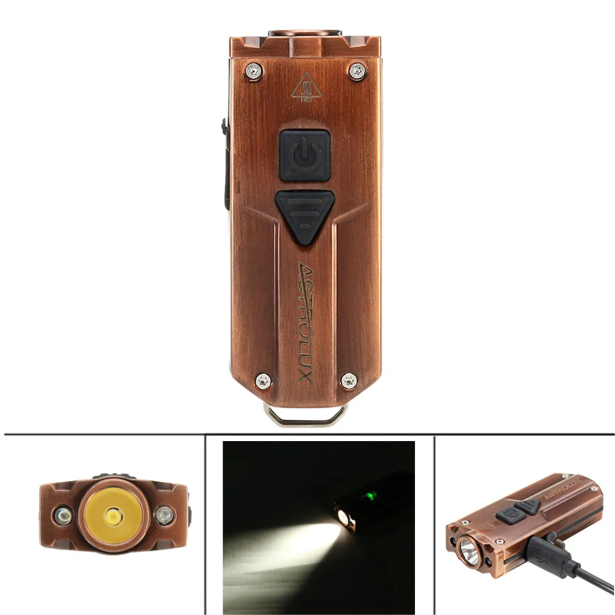 Astrolux K1 бронза XP G3 350LM вспышка светильник USB Нержавеющая сталь мини LED брелок