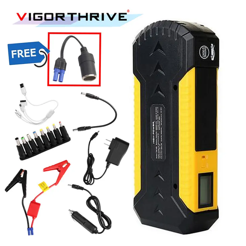  3 LED light With Power Adapter Car Jump starter For Petrol Cellphone 4 USB 12V Multi-function Emerg
