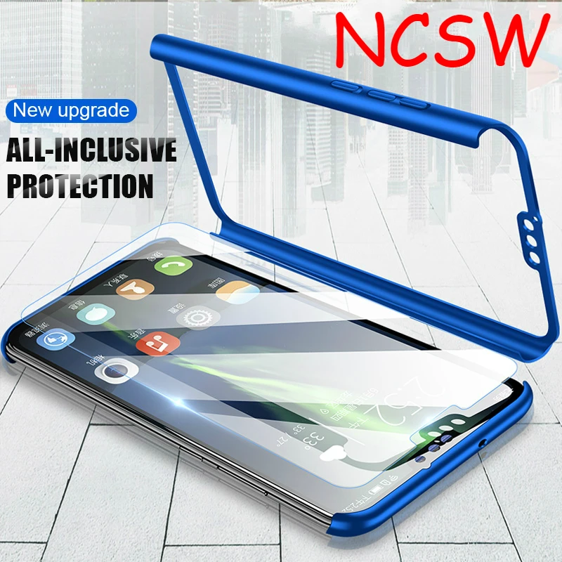 

For Huawei P20 P30 Pro Lite P Smart 360 Shockproof Full Cover Cases Honor 9 Lite 7C 8X Y7 Y6 Pro 2019 Cases With Tempered Glass