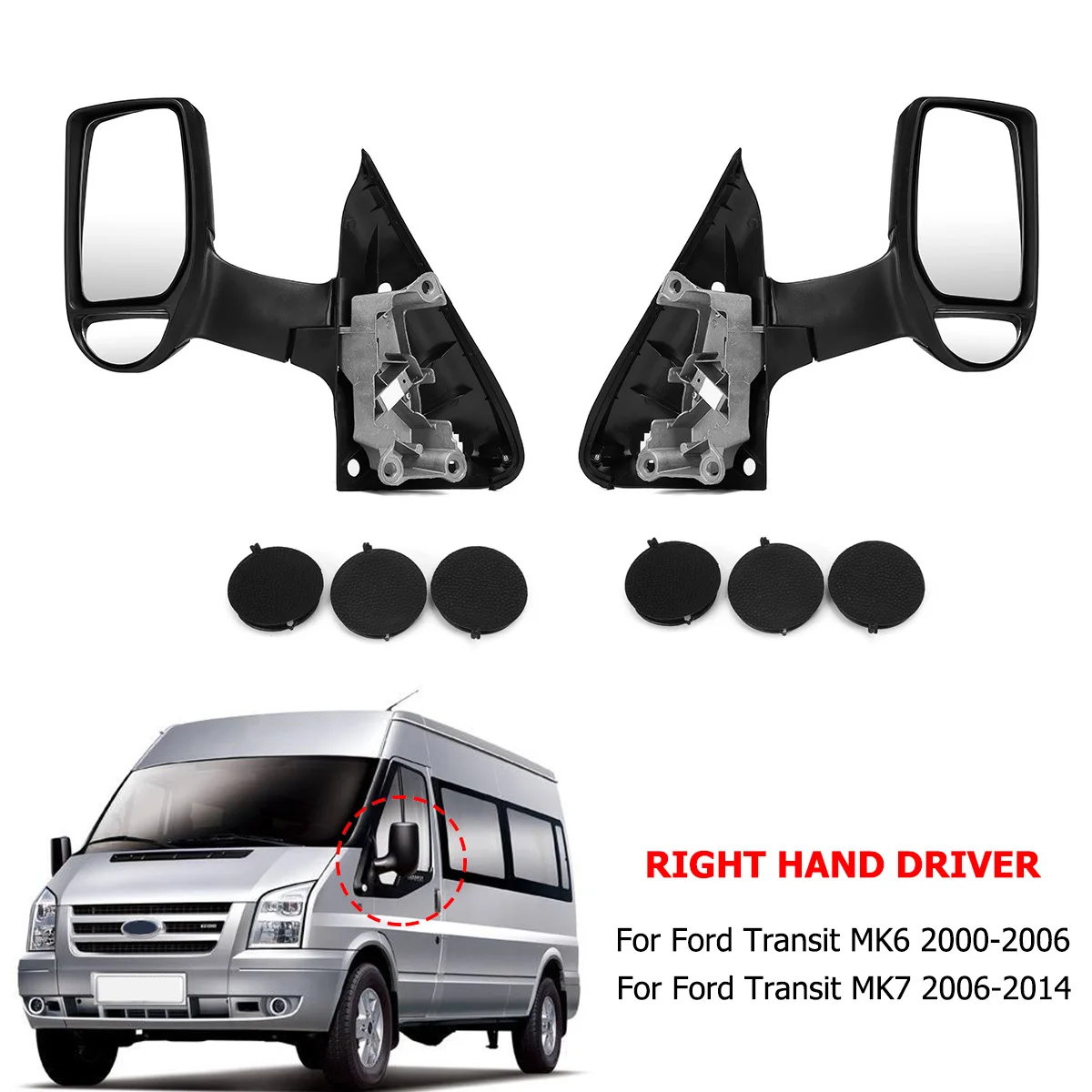 

Car Right Wing Mirror Left Wing Mirrors Right Hand Driver Side Long Arm For Ford Transit MK6 MK7 Transit