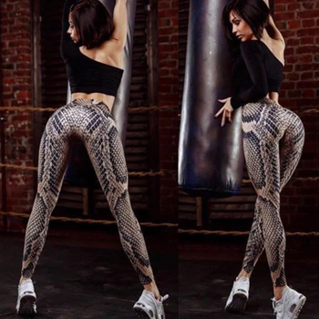

Fashion Women Snake Print Leggings High Waist Sports Workout Trousers Running Gym Trendy Soft Leggings