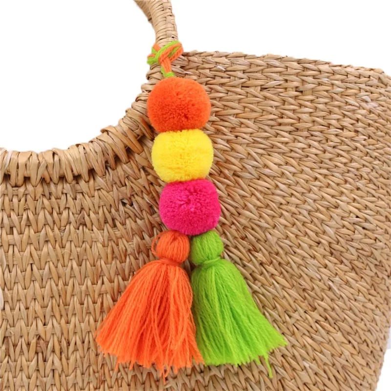 

Hot Sale 1PC Bag Hanging Pompom Ball Pendant Keychain Decoration Gifts Unique Woolen Yarn Bohemian Tassel Key Chain