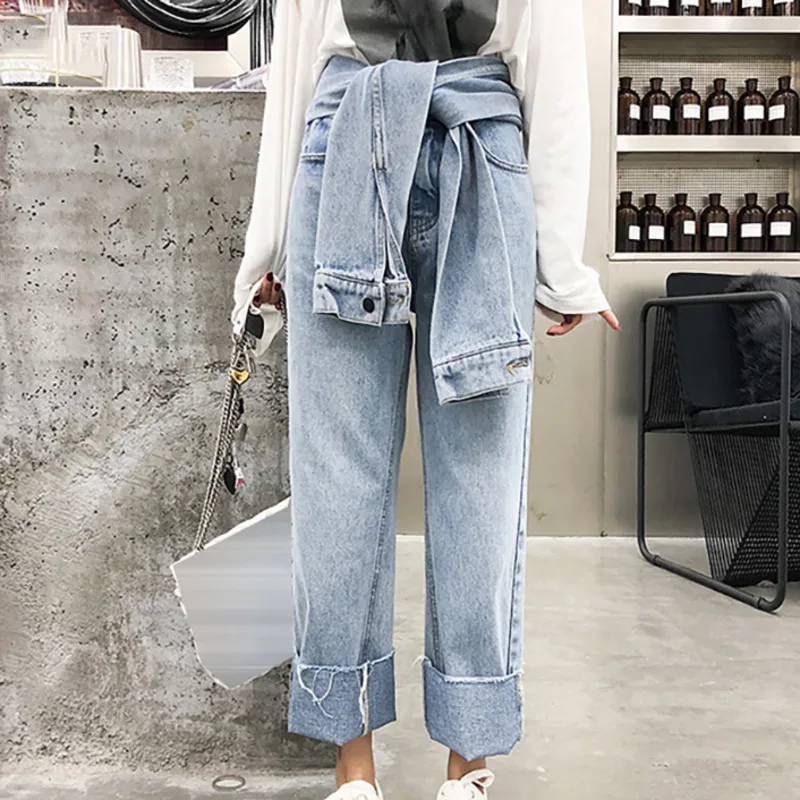 Ropa Cintura Oc477 Marea La Moda Vaqueros Cremalleras Primavera Empalme Las Nuevo Pantalones Shengpalae black 2019 Mujeres Alta Blue Streetwear De Los fTyZU4