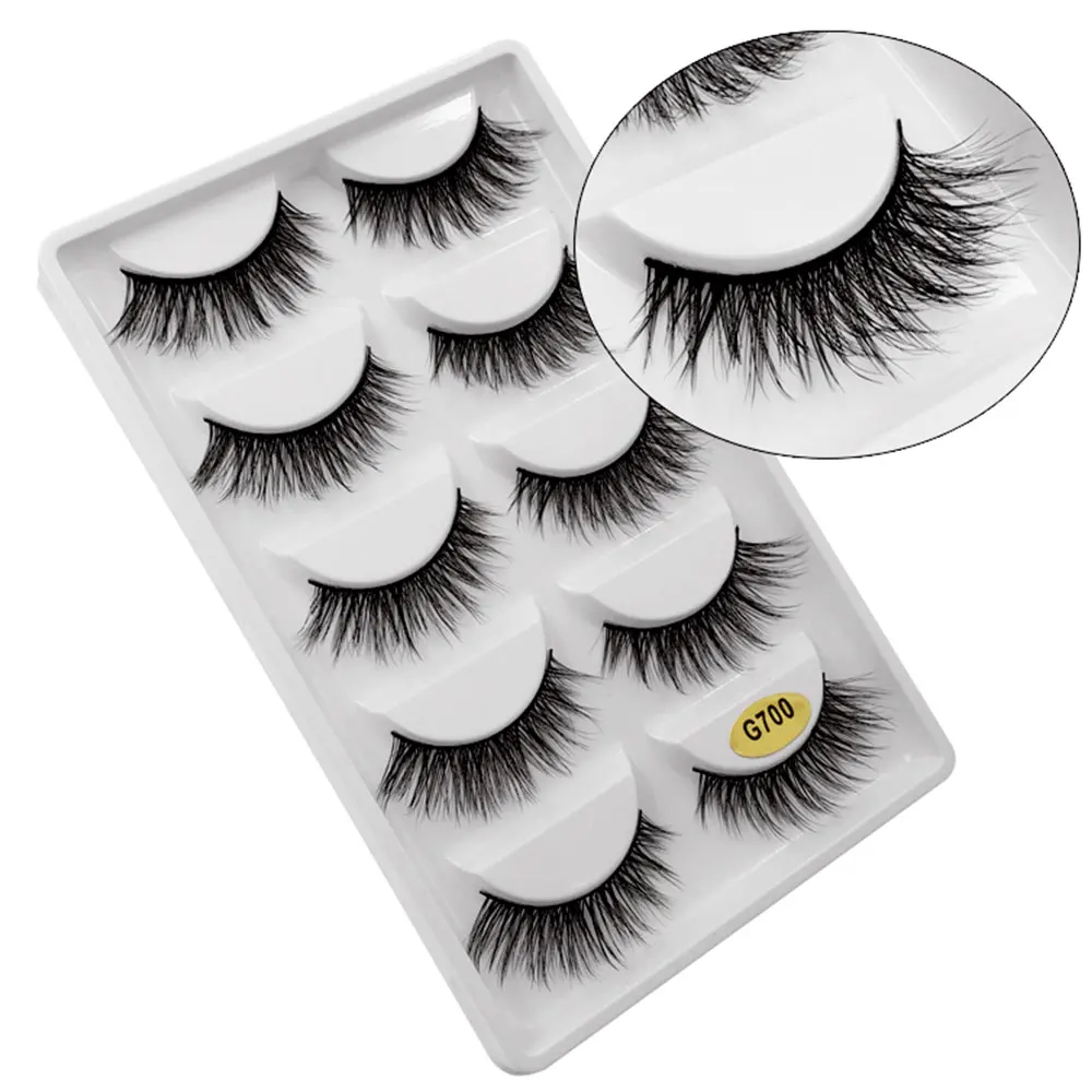 

5 Pairs 3D Mink Hair False Eyelashes Thick Crisscross Eye Lashes Wispy Extension Eye Makeup Accessories False Eyelashes