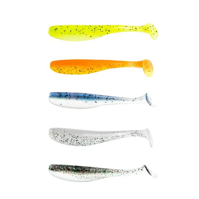 

12pcs/pack Soft Fishing Lures T Tail Treble Hook Bonic Mandarin Artificial Baits 70mm/1.9g Soft Plastic Worm Bait Fishing Tool