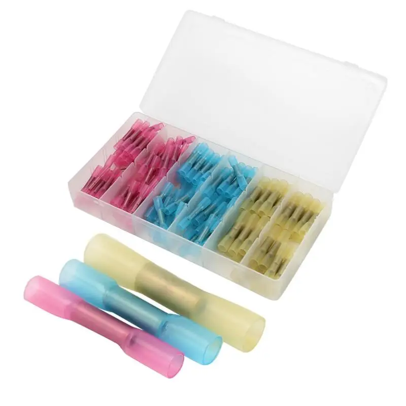 

140PCS Mixed Heat Shrink Butt Electrical Crimp Terminals Wire Cable Connectors Tube Terminal Blue Red Yellow 10-22 AWG 0.5-6mm