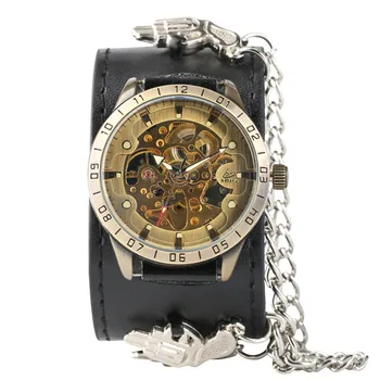 

Mens Watches Punk Mechanical Watches Self Wind for Men Unique Practical Luminous Functional Decorations Mechanical Wristwatches
