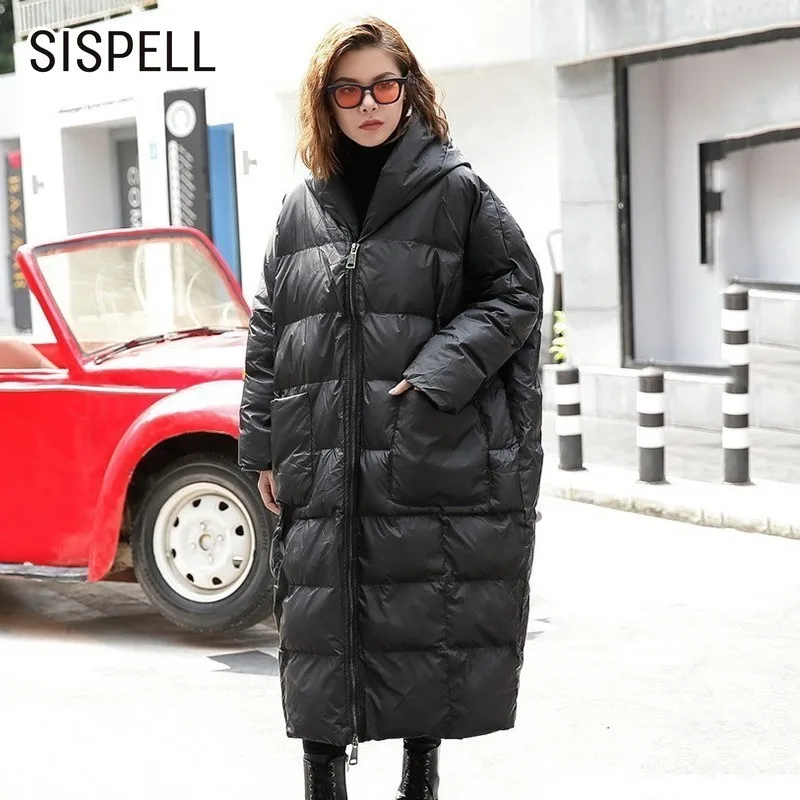 SISPELL Тренч с капюшоном для женщин, свободная ветровка, большой размер, более размера, зимние женские пальто с длинным рукавом, одежда более размера