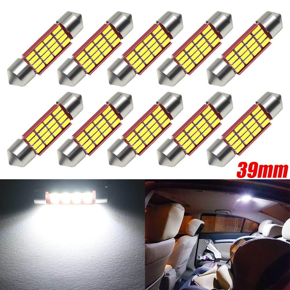 Светодиодные лампы C5W C10W CANBUS Festoon 39 мм 4014 SMD белые без ошибок для автомобиля салона