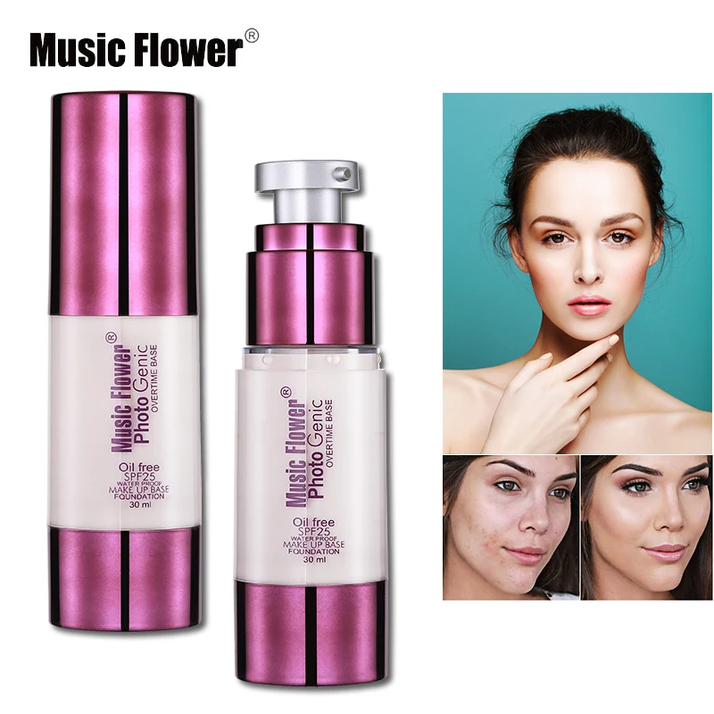 

Music Flower Brand New Liquid Foundation Makeup SPF25 Concealer Foundation Make Up Waterproof Base Face Cream Cosmetics 30ml