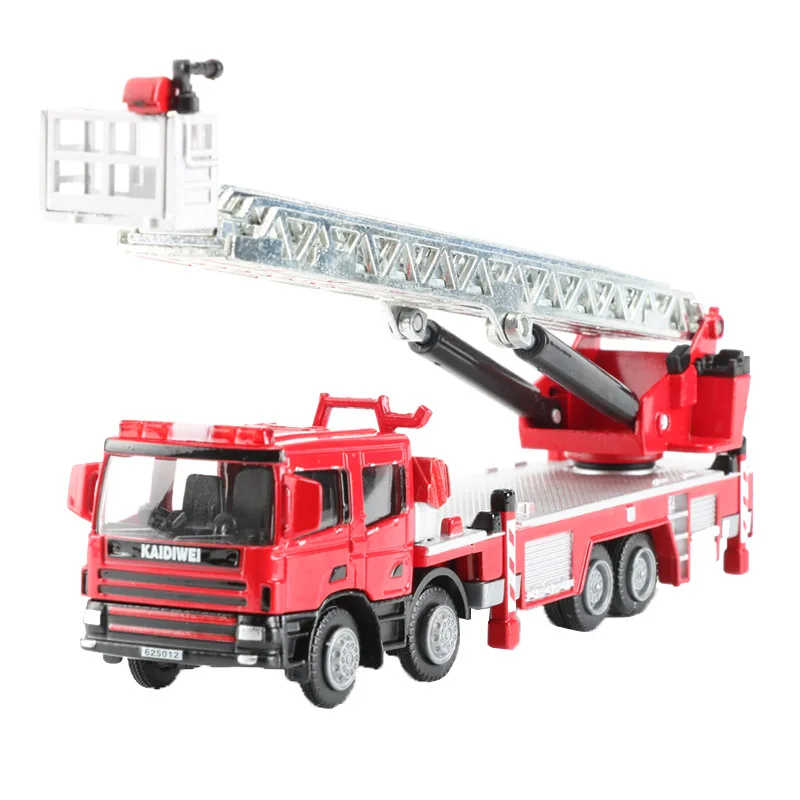

KDW 1:50 Scale Alloy Ladder Fire Truck Model Toy Fire Engine Fire Rescue Construction Car Models Toys For Children Gift