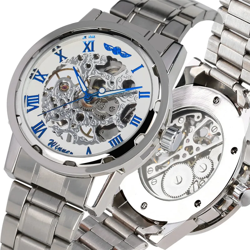 

Classic Skeleton Mechanical Watch Movement for Men Hollow-out Design Hand-winding Luminous Functional Mechanical Wristwatches