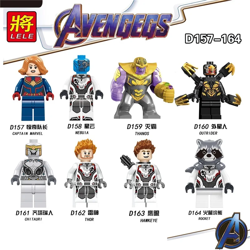 

2019 New 8Pcs/Set Avengers 4 Endgame Compatible Minifigured Bricks Thanos Iron Man Hulk Thor Building Blocks Children Toys D157