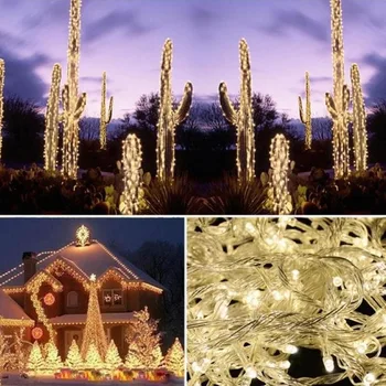 

20m 200 Led Lights Strings Decorative Christmas Party Festival Twinkle String Lamp Bulb With Tail Plug 220v Eu Plug