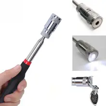 Mini Telescopic Magnetic Magnet torch Pen Handy Tool For Picking Up Iron Ring Nut Bolt Extendable Pickup Flashlight Rod #1026 mini real stick neodymium imanes led pick up tool telescopic magnetic magnet tool for picking up nuts and bolts