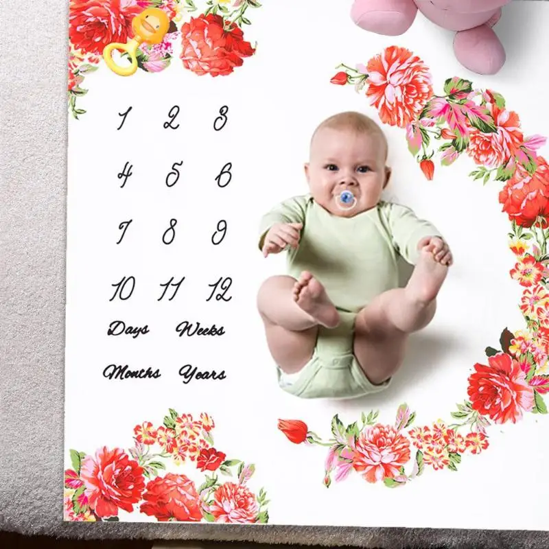 Многофункциональное детское одеяло для фотосъемки; милое одеяло для коляски с цветочным принтом; тканевый фон с календарем; аксессуары для фотосъемки для мальчиков и девочек