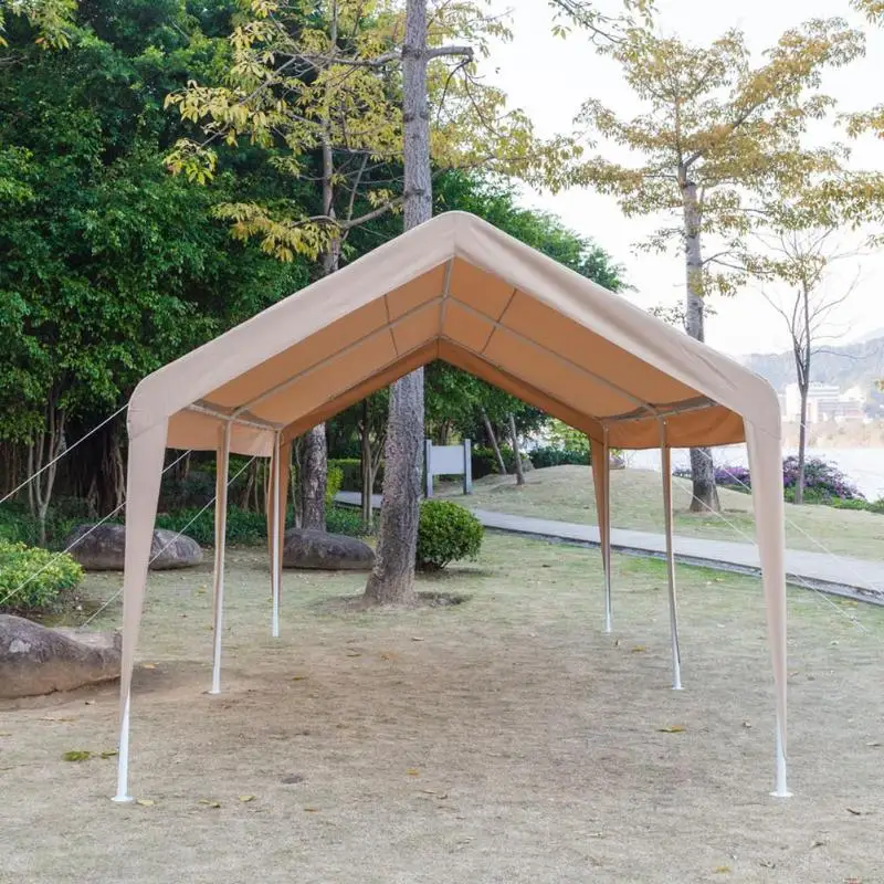 

3x6 Carport Car Canopy Versatile Shelter Car Shed with Foot Cloth Khaki outdoor tent