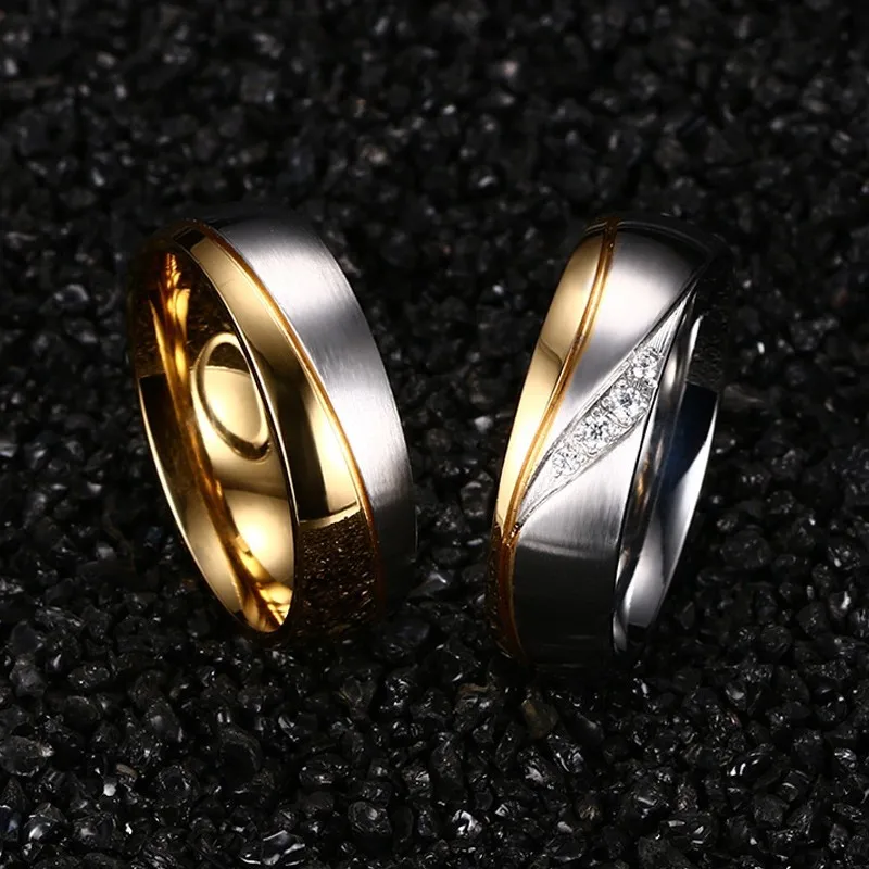 Valentine's Day Love Wedding Rings for Women Man Stainless Steel Couple Anel Alliance Anniversary Gift