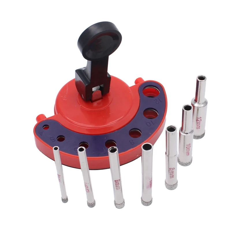 7pc 4-12mm Diamond Core Drill Bit Hole Saw Guide Jig Fixture Vacuum Suction Base Coolant For Tiles, Glass Granite, Ceramic 7pc 4-12mm Diamond Core Drill Bit Hole Saw Guide Jig Fixture Vacuum Suction Base Coolant For Tiles, Glass Granite, Ceramic