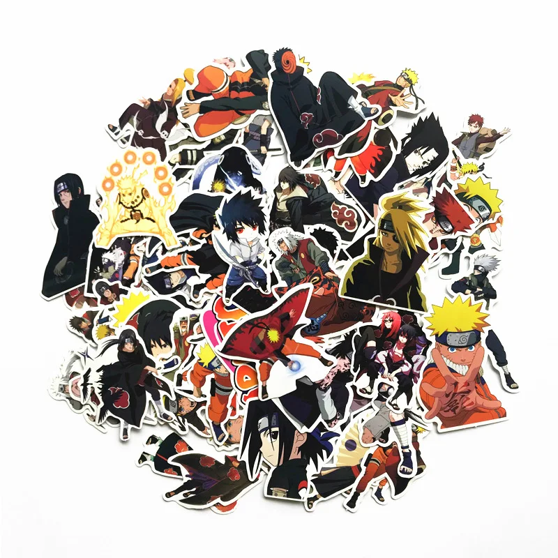 

63Pcs Japan Anime Naruto Sasuke Cartoon For Snowboard Laptop Luggage Fridge Car- Styling Vinyl Decal Home Decor Stickers