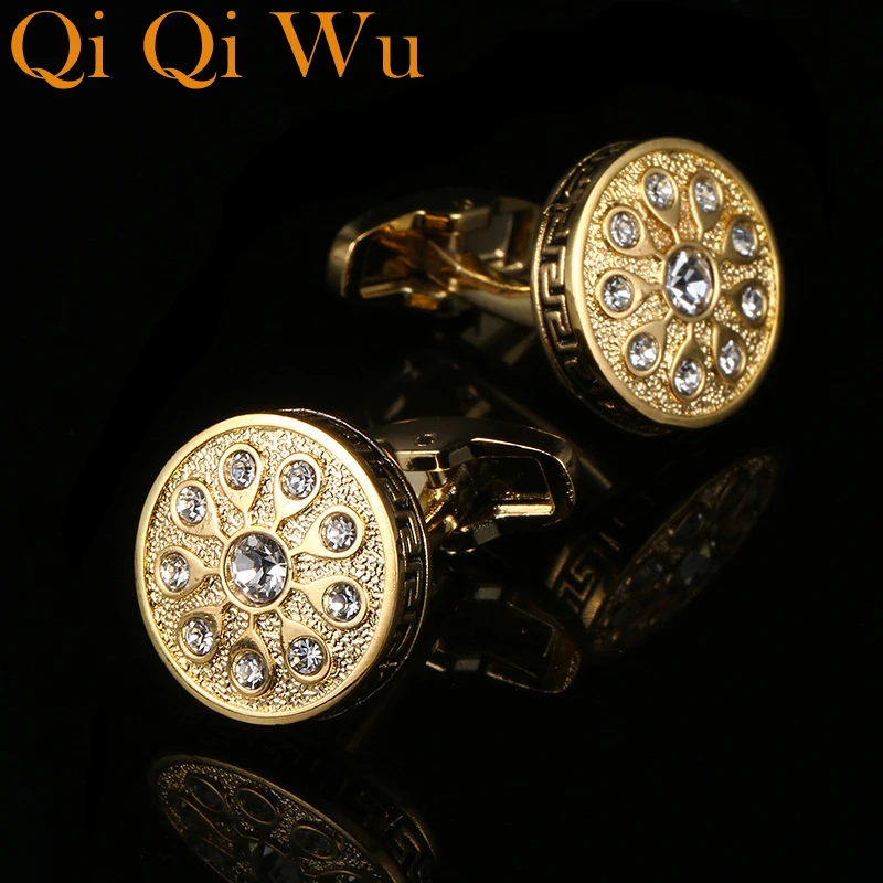 

Male French Cufflinks Jewelry New Shirt Cuff links For Mens Gift Brand Cuff Buttons Crystal Cufflink High Quality RL-8020